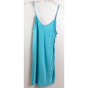 VTG Victoria Secret Medium Chemise Sexy Nightie 100% Silk Blue Side Cutout GUC